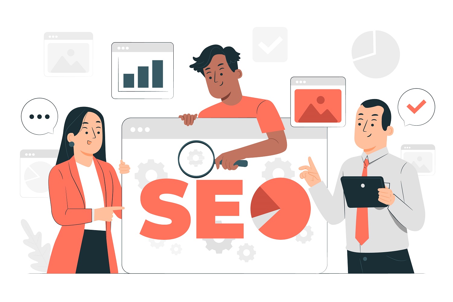 Seo analytics team illustration